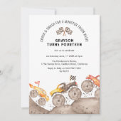 モンスタートラックの誕生日パーティー招待状 招待状 (正面)