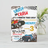モンスタートラックの誕生日パーティー招待状 招待状 (スタンド正面)