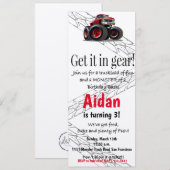 モンスタートラックの誕生日パーティー招待状 招待状 (正面/裏面)