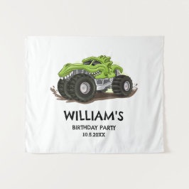 モンスタートラックの誕生日パーティー　シンプルな少年の誕生日 タペストリー