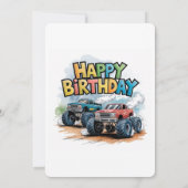 モンスタートラックの誕生日パーティー 水彩画 招待状 (裏面)