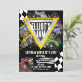 モンスタートラックの誕生日レース招待状 招待状 (スタンド正面)