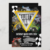 モンスタートラックの誕生日レース招待状 招待状 (正面/裏面)