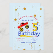 モンスタートラックの誕生日招待状のパーソナライズ 招待状 (正面/裏面)