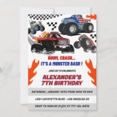 モンスタートラックの誕生日招待状ボーイブームクラッシュ 招待状 (正面)