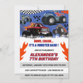 モンスタートラックの誕生日招待状写真Bash 招待状 (正面)