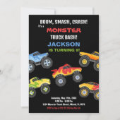 モンスタートラックの誕生日招待状 トラック 招待状 (正面)