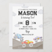 モンスタートラックの誕生日招待状 レースカー 招待状 (正面)