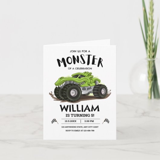 モンスタートラックの誕生日招待状(男の子の誕生日) 招待状 (正面)