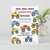 モンスタートラックの誕生日招待状 色 招待状 (スタンド正面)