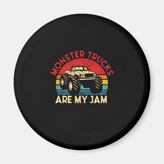 モンスタートラックは私のジャムヴィンテージレトロモンスタートル マグネット (正面)