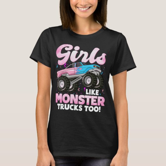 モンスタートラックみたいな可愛いモンスタートラックの女の子 Tシャツ (正面)