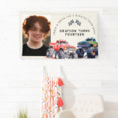 モンスタートラックをテーマにしたフォトバースデーパーティー 横断幕 (インサイチュ)