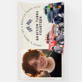 モンスタートラックをテーマにしたフォトバースデーパーティー 横断幕 (縦)