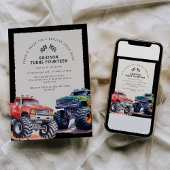 モンスタートラックをテーマにした誕生日パーティーの招待状 招待状