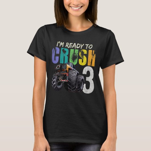 モンスタートラックを粉砕する準備ができている子供たちF Tシャツ (正面)