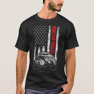 モンスタートラックアメリカ合衆国国旗の愛国心4番目 Tシャツ
