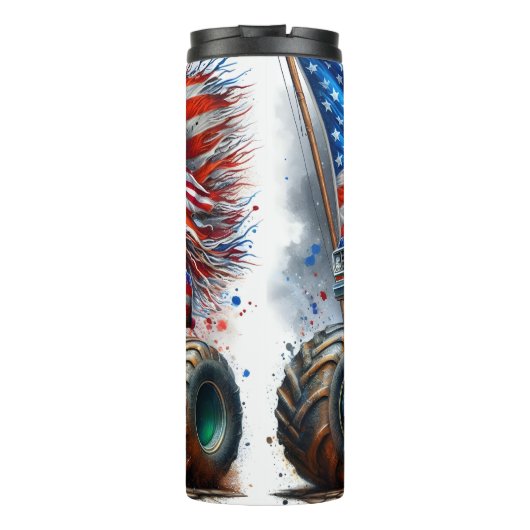 モンスタートラックアメリカ国旗のスプラッシュ タンブラー (裏面)