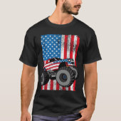 モンスタートラックアメリカ国旗7月4日 Tシャツ (正面)