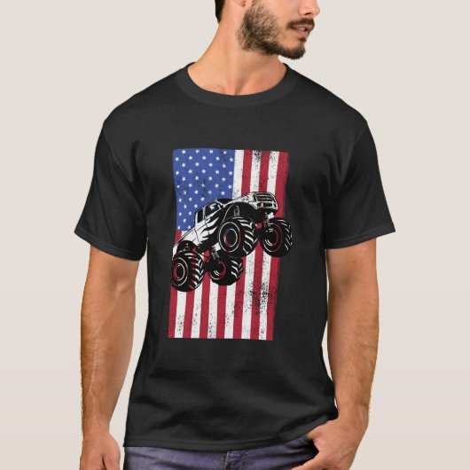 モンスタートラックアメリカ国旗Racing USA Patriotic A Tシャツ (正面)