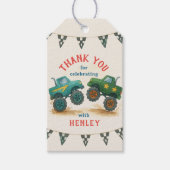 モンスタートラックウォーターカラー子供の誕生日パーティー ギフトタグ (正面)