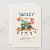 モンスタートラックウォーターカラー子供の誕生日パーティー 招待状 (正面)