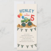 モンスタートラックウォーターカラー子供の誕生日パーティー 招待状 (正面)