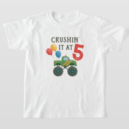 モンスタートラックウォーターカラー子供の誕生日パーティー Tシャツ