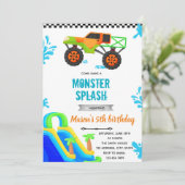 モンスタートラックウォータースライドプールパーティの招待状 招待状 (スタンド正面)