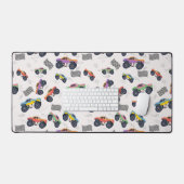 モンスタートラックカラフルレーシングキッズパターン デスクマット (キーボード&マウス)