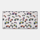 モンスタートラックカラフルレーシングキッズパターン デスクマット (正面)