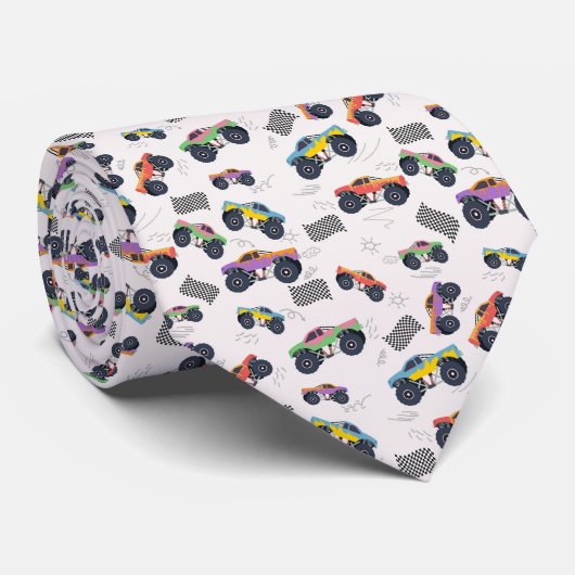 モンスタートラックカラフルレーシングキッズパターン ネクタイ (ロール)