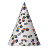 モンスタートラックカラフルレース子供の誕生日パーティー パーティーハット (左)