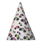 モンスタートラックカラフルレース子供の誕生日パーティー パーティーハット (右)