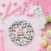 モンスタートラックカラフルレース子供の誕生日パーティー ペーパープレート (パーティー)