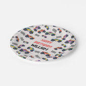 モンスタートラックカラフルレース子供の誕生日パーティー ペーパープレート (アングル)