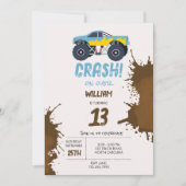 モンスタートラックカラフルレース子供の誕生日パーティー 招待状 (正面)