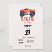 モンスタートラックカラフルレース子供の誕生日パーティー 招待状 (正面)