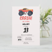モンスタートラックカラフルレース子供の誕生日パーティー 招待状 (スタンド正面)