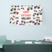 モンスタートラックカラフルレース子供の誕生日パーティー 横断幕 (トレードショー)