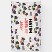 モンスタートラックカラフルレース子供の誕生日パーティー 横断幕 (縦)