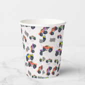 モンスタートラックカラフルレース子供の誕生日パーティー 紙コップ (右)