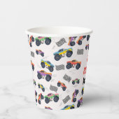 モンスタートラックカラフルレース子供の誕生日パーティー 紙コップ (正面)