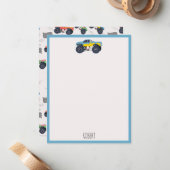 モンスタートラックカラフルーレーシングキッズ名前をカスタムする ノートカード (正面/裏面インサイチュ)