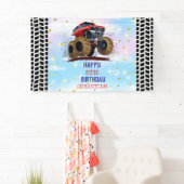 モンスタートラックキッズバースデーパーティーの少年 横断幕 (インサイチュ)