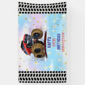 モンスタートラックキッズバースデーパーティーの少年 横断幕 (縦)