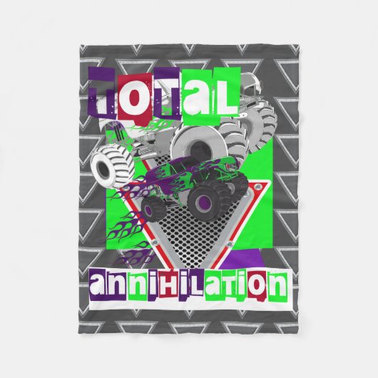 モンスタートラックキッズ懸命クールコア フリースブランケット (正面)