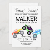 モンスタートラックキッドの誕生日招待状 招待状 (正面/裏面)