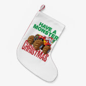 モンスタートラッククリスマスサンタクロース少年たち幼児 スモールクリスマスストッキング (正面 (吊り時))
