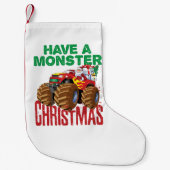 モンスタートラッククリスマスサンタクロース少年たち幼児 スモールクリスマスストッキング (正面)